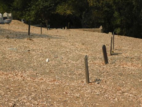 [Picture of Wood grave markers]